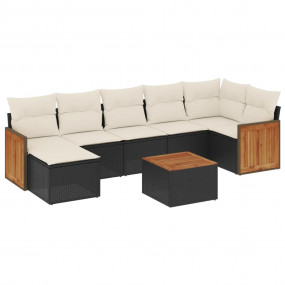 Garden Sofa Set Black PE Rattan Modular Adjustable Feet