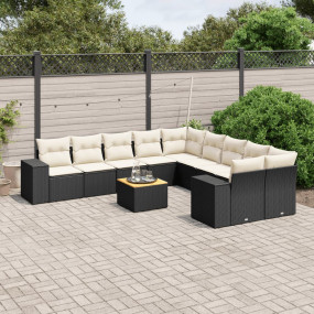 Garden Sofa Set Black and Cream White