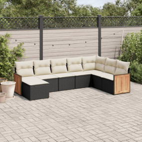 Garden Sofa Set Black structure PE Rattan Large Adjusta...