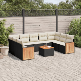 Garden Sofa Set Black and Cream White