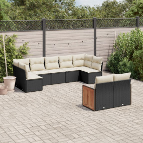 Garden Sofa Set Black Poly rattan Large Modular Garden ...