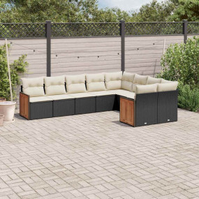 Garden Sofa Set Black PE rattan Large Adjustable Feet