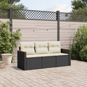 Garden Sofa Set Black and Cream White