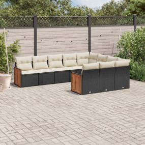 Garden Sofa Set Black and Cream White