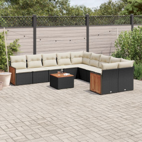 Garden Sofa Set Black and Cream White