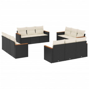 Garden Sofa Set Black and Cream White