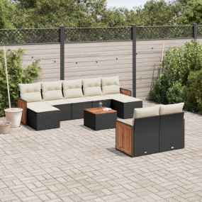 Garden Sofa Set Black Poly Rattan Large Modular Garden ...