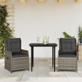 Garden Dining Set Grey PE rattan Medium  Removable Cove...