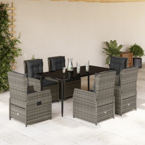 Garden Dining Set Grey PE Rattan One Size Adjustable Ar...