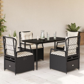 Garden Dining Set Black, Cream White