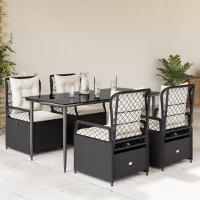 Garden Dining Set Black, Cream White