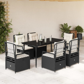 Garden Dining Set Black, Cream White