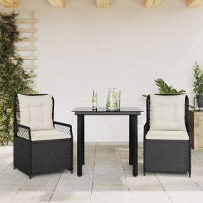 Garden Dining Set Black, Cream White Poly Rattan Medium