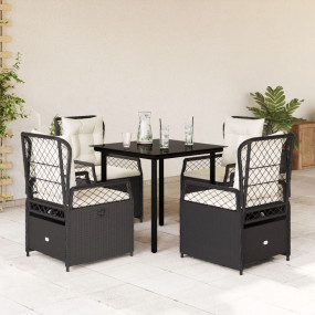 Garden Dining Set Black and Cream White