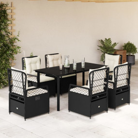Garden Dining Set Black, Cream White