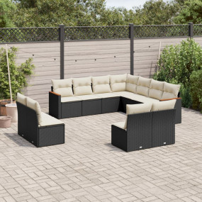 Garden Sofa Set Black and Cream