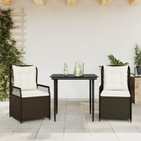 Patio Dining Set Set of 2 Brown, Black, Cream White