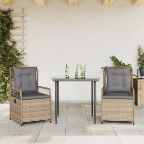 Patio Dining Set Set of 2 Beige, Light Grey, Black