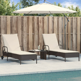 Sun Lounger Black frame with cream white cushions