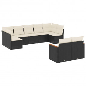 Garden Sofa Set Black PE rattan 9 Piece Modular Garden ...