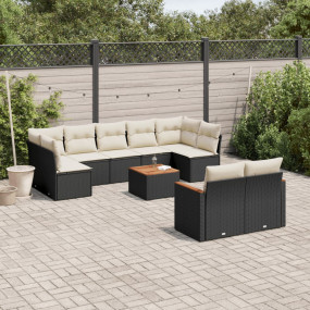Garden Sofa Set Black frame, cream cushions