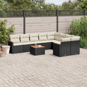 Garden Sofa Set Black, Cream white PE Rattan Large