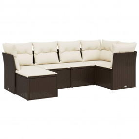 Garden Sofa Set Brown Poly Rattan, Steel Medium Modular