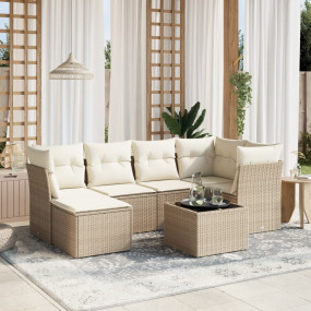 Garden Sofa Set Beige Poly Rattan Large Modular Garden ...