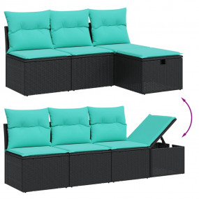Garden Sofa Set Black Poly Rattan Large Modular Garden ...