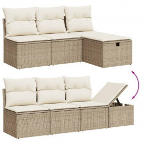 Garden Sofa Set Beige Poly Rattan 7 Piece Modular