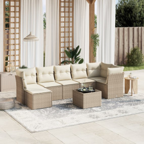 Garden Sofa Set Beige Poly Rattan Standard Modular