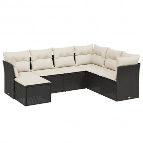 Garden Sofa Set Black PE Rattan, Steel Medium Modular