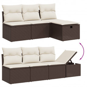Garden Sofa Set Brown Poly Rattan, Powder-Coated Steel ...