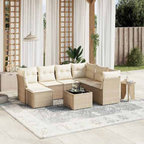 Garden Sofa Set Beige Poly Rattan, Powder-Coated Steel,...