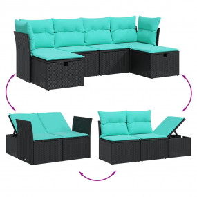 Garden Sofa Set Black Poly Rattan Modular Garden Sofa S...