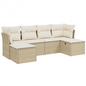 Garden Sofa Set Beige Poly Rattan, Powder-Coated Steel,...