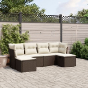 Garden Sofa Set Brown Poly Rattan, Powder-Coated Steel ...