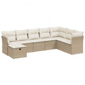 Garden Sofa Set Beige Poly Rattan Modular Garden Sofa S...