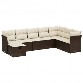 Garden Sofa Set Brown Poly Rattan, Steel Large Modular