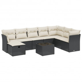 Garden Sofa Set Black Poly Rattan Large Modular Garden ...
