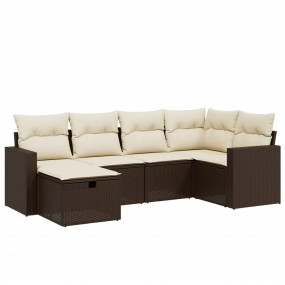 Garden Sofa Set Brown PE Rattan, Powder-Coated Steel La...