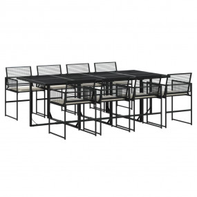 Garden Dining Set Black, Cream White Poly Rattan, Steel...