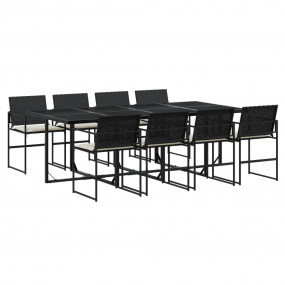 Garden Dining Set Black, Cream White