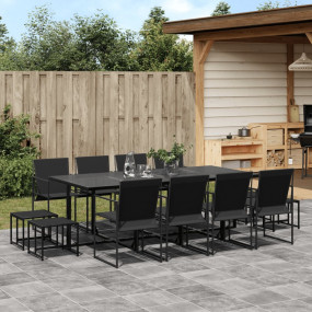Garden Dining Set Black PE Rattan 13 Piece Set Foldable