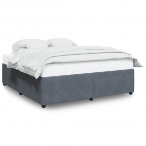Bed Frame Dark Gray Velvet, Plywood, Engineered Wood, S...