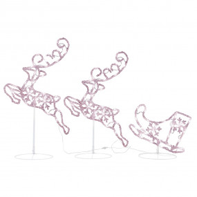 Christmas Reindeer & Sleigh White Acrylic Large
