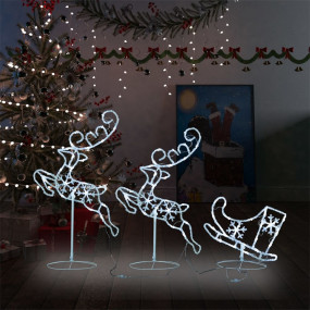 Christmas Reindeer & Sleigh White Acrylic Large