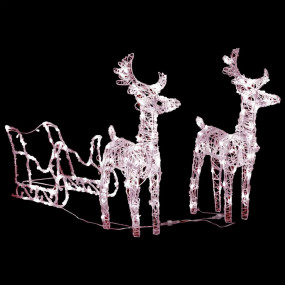 Reindeer And Sleigh Christmas Decoration Warm white