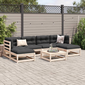Patio Sofa Set Anthracite Solid Pine Wood, Oxford Fabri...