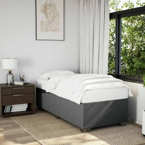 Box Spring Bed Dark Grey Polyester Twin XL Removable Co...